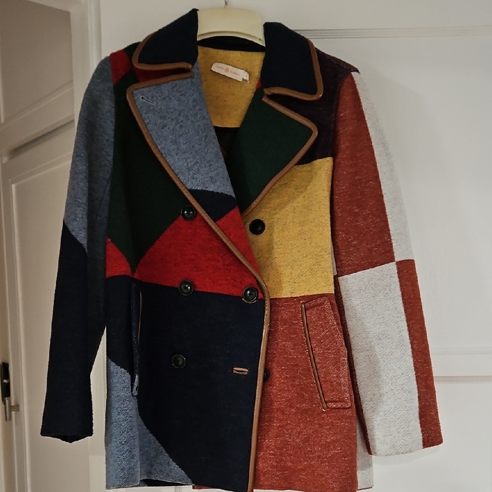 Tory Burch Multicolor Patchwork Pea Coat